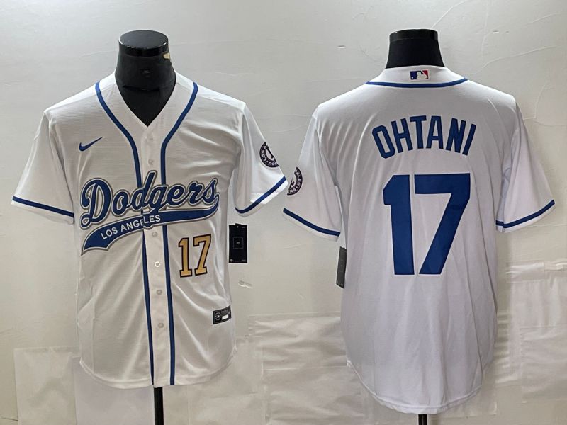 Men Los Angeles Dodgers #17 Ohtani White Nike Game MLB Jersey style 4